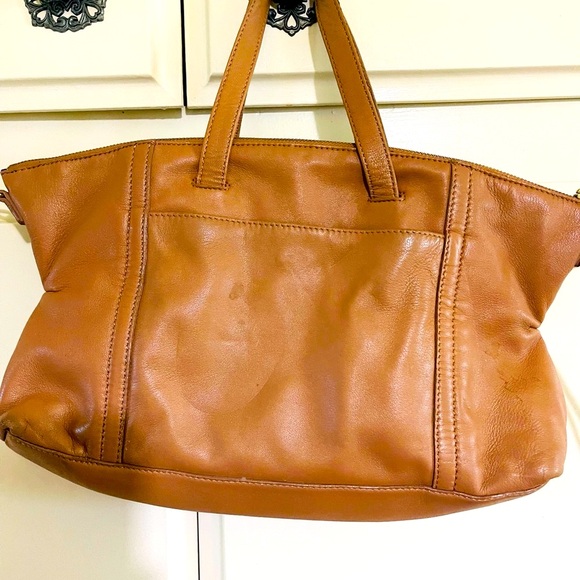 Lucky brand  Chic Tan Leather Handbag with exterior pouch styling - Picture 4 of 5